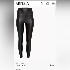 NWT Aritzia Daria Leather Leggings